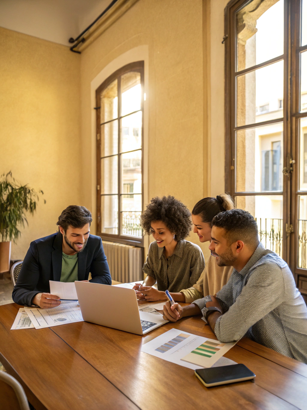 Strategische sessie met teamleden in een moderne kantooromgeving